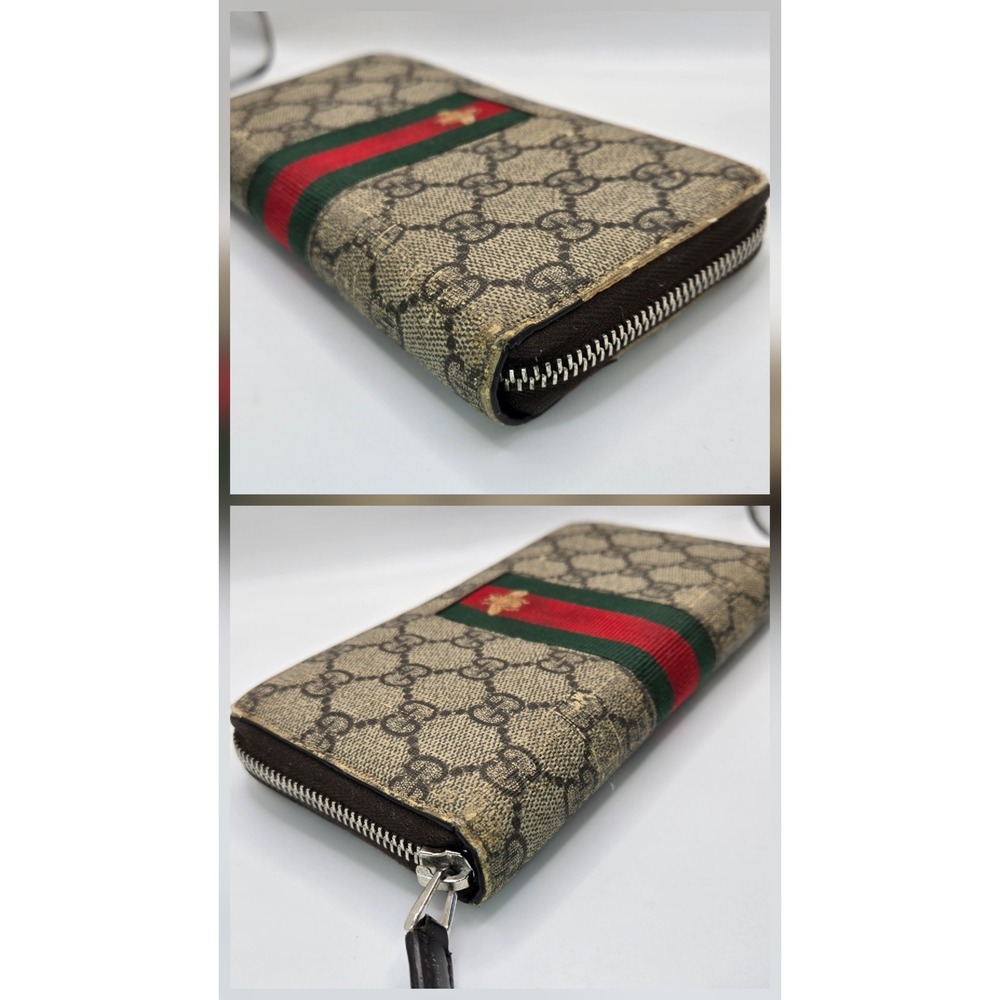 Gucci GG Supreme Web Bee Zip Around Wallet Beige 408831-493075 - Picture 3 of 11